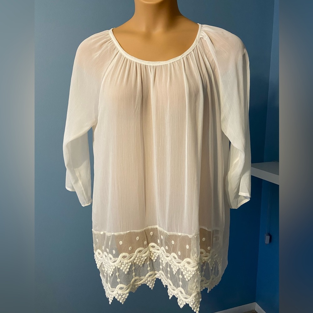 Sheer top with beautiful lace trim